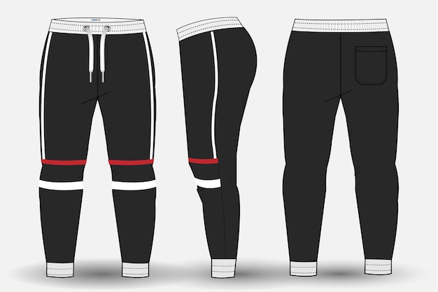 Plantilla de diseño de pantalón de pantalón e ilustración técnica de moda para diseño de pantalones y joggers