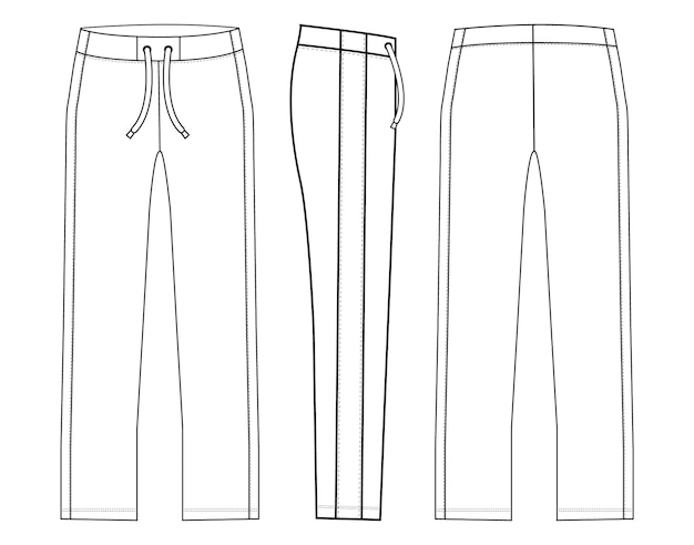 Plantilla de diseño de pantalones y moda técnica Para niños Tricot Track Pants Ilustración vectorial