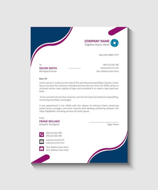 plantilla de diseño de papel de carta A4 para empresas