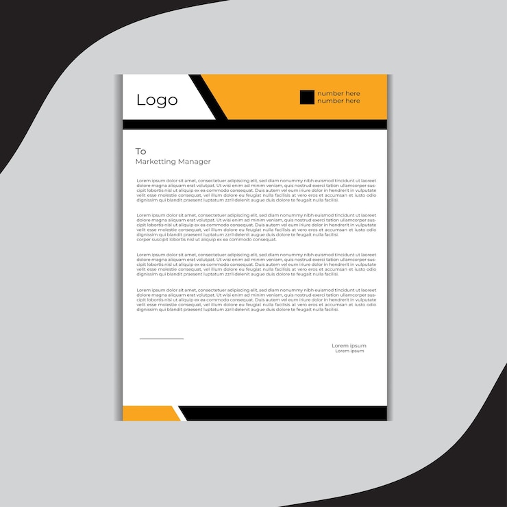 plantilla de diseño de papel de carta con color negro y amarillo