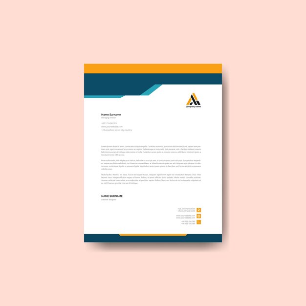Plantilla de diseño de papel de carta corporativo profesional con diseño moderno