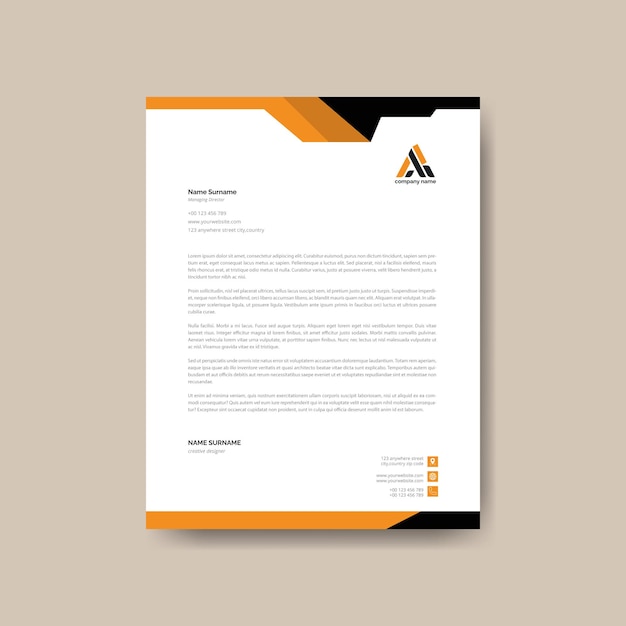 Plantilla de diseño de papel de carta corporativo profesional con diseño moderno