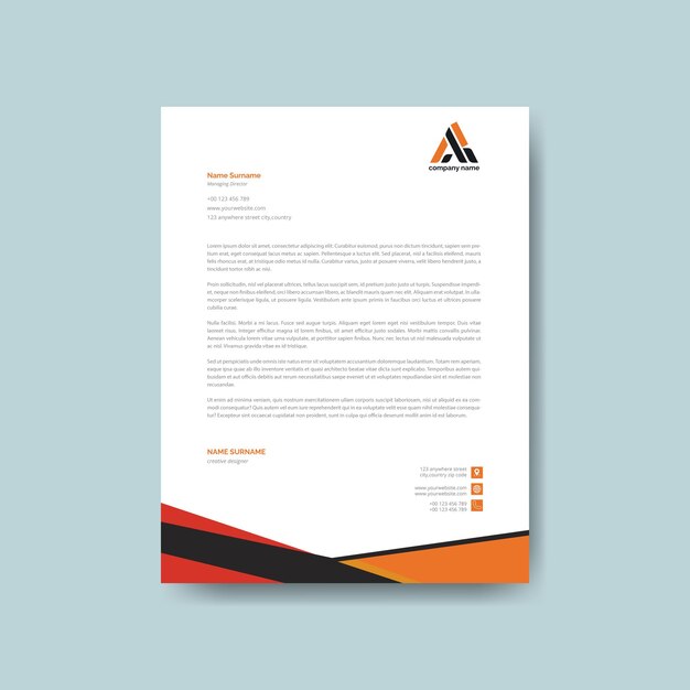 Plantilla de diseño de papel de carta corporativo profesional con diseño moderno