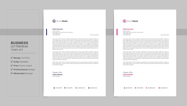 plantilla de diseño de papel de carta de estilo profesional de negocios
