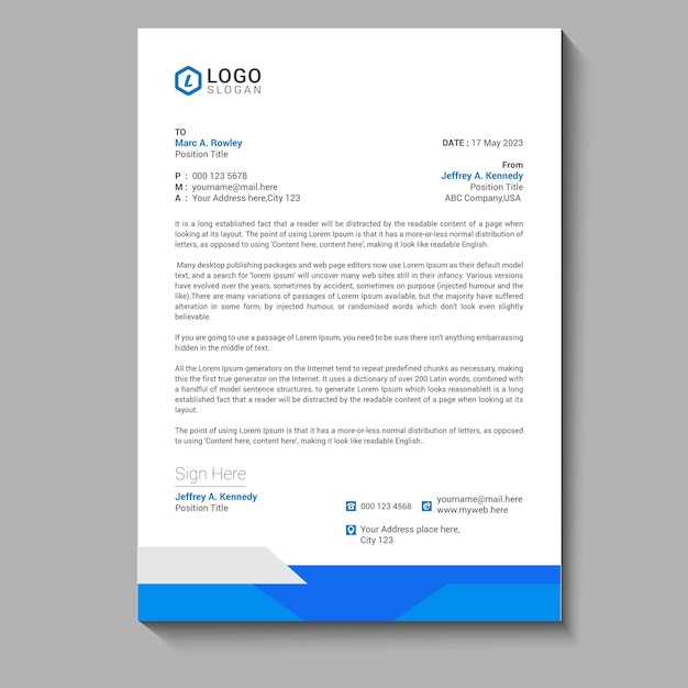 plantilla de diseño de papel de carta moderno