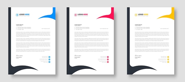 plantilla de diseño de papel de carta de negocios de empresas modernas con color rojo azul verde y amarillo