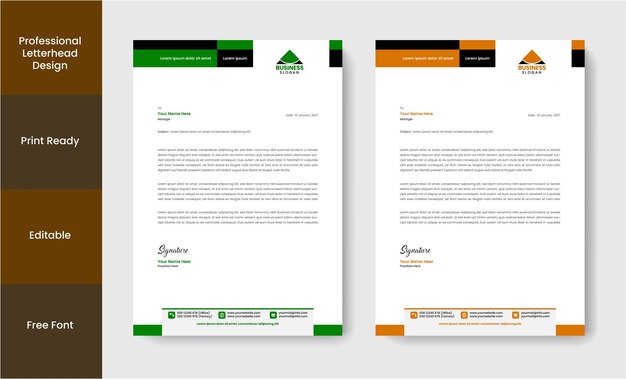 plantilla de diseño de papel de carta profesional