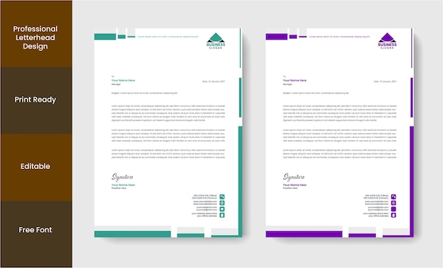 plantilla de diseño de papel de carta profesional