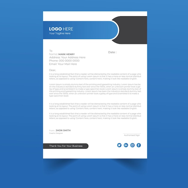 Plantilla de diseño de papel de carta