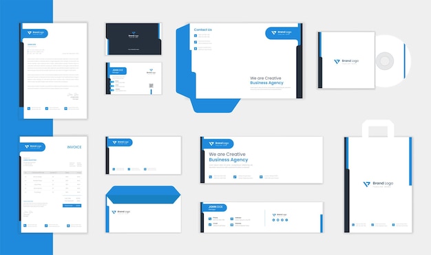 Plantilla de diseño de papelería corporativa azul para vector de identidad empresarial