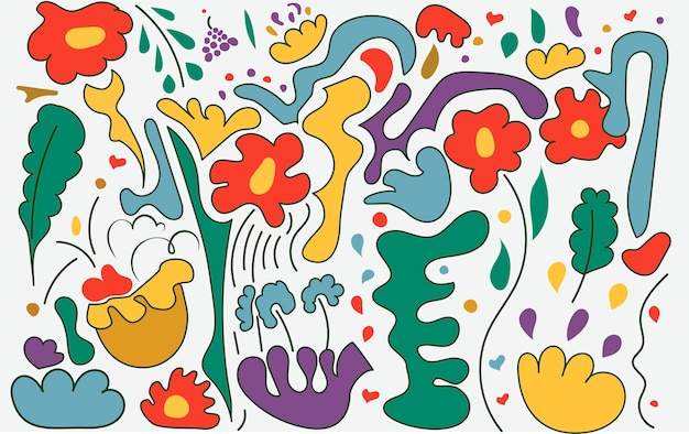Plantilla de diseño de patrón de flores. dibujo infantil