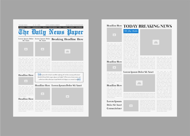 Plantilla de diseño de periódico y la plantilla de diseño diario de noticias de boletín de noticias o periódico vintage