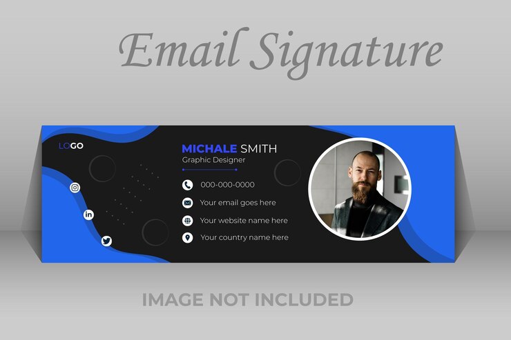 Plantilla de diseño de pie de página y firma de correo electrónico Dark Professional