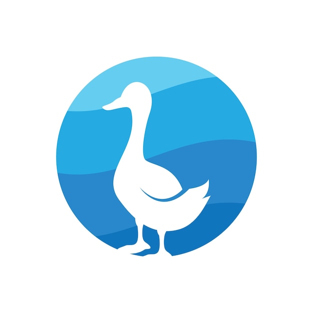 La plantilla de diseño plano del icono de ilustración vectorial del logotipo del pato