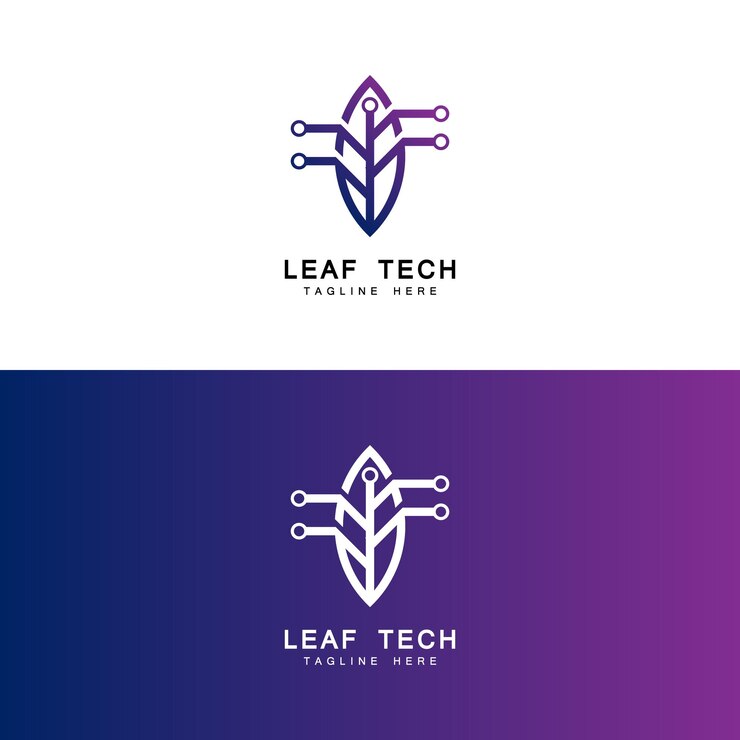 Vector plantilla de diseño plano del icono del logotipo de leaf tech