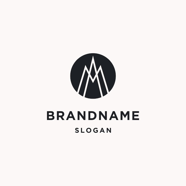 Plantilla de diseño plano de icono de logotipo de montaña de letra m