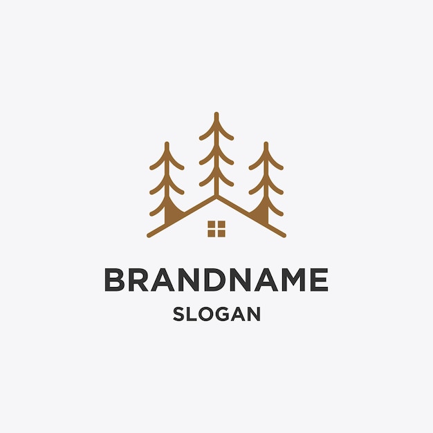 Plantilla de diseño plano de icono de logotipo de pino de inicio