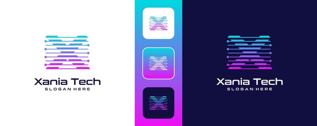 La plantilla de diseño plano del icono del logotipo de X Tech