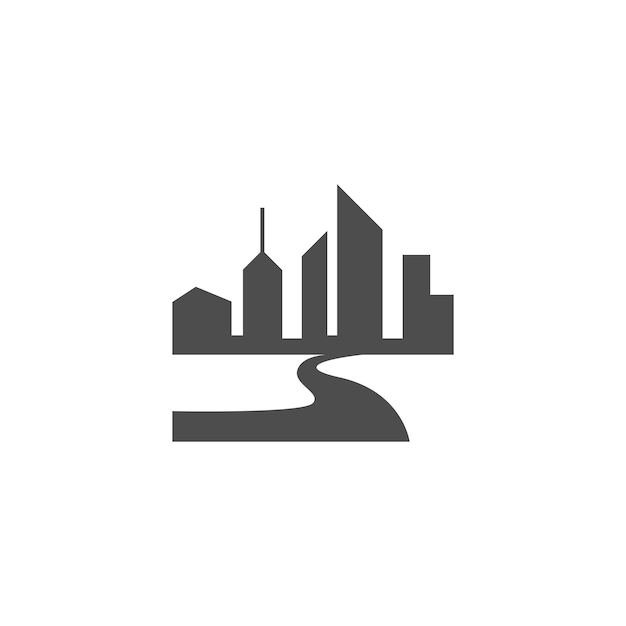 Plantilla de diseño plano de logotipo de icono de río