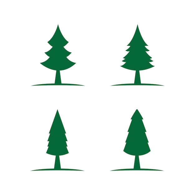 Vector plantilla de diseño plano de vector de ilustración de árbol de pino