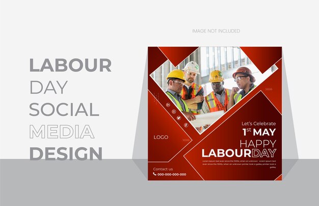 Plantilla de diseño plano de vector de publicación de redes sociales de Happy Laboure day