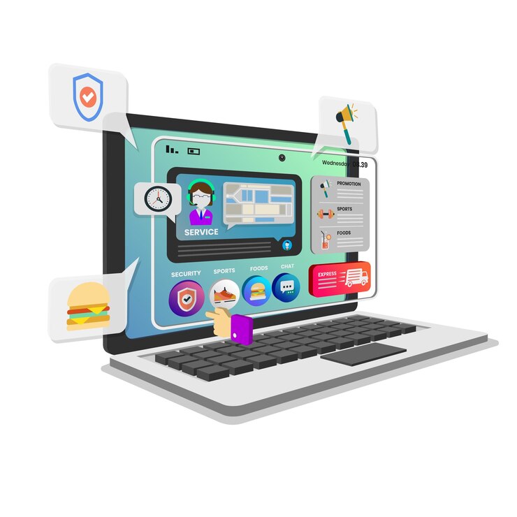 Vector plantilla de diseño plano vectorial para computadoras portátiles