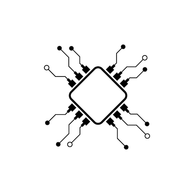 plantilla de diseño plano vectorial del icono del procesador