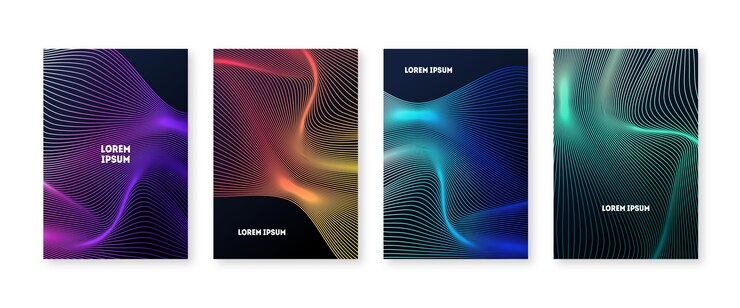 Vector plantilla de diseño de portada abstracta de onda dinámica futurista.