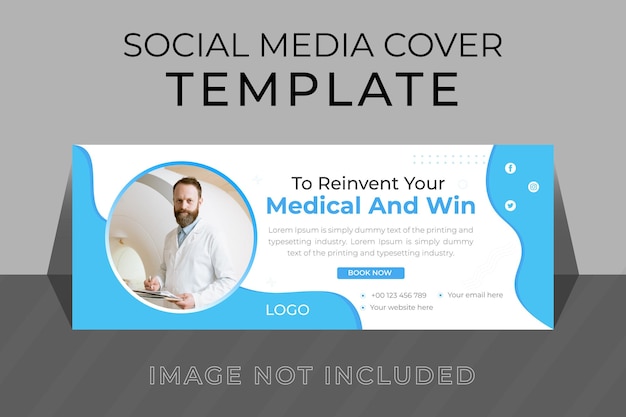 Plantilla de diseño de portada y banner de redes sociales de atención médica