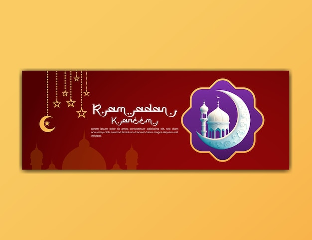 Plantilla de diseño de portada creativa de Facebook para el Ramadán Kareem