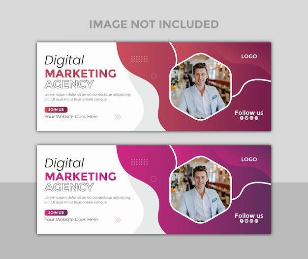 Plantilla de diseño de portada de facebook de agencia de marketing digital vectorial con banner corporativo