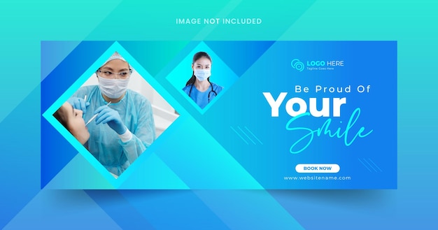 Vector plantilla de diseño de portada de facebook y banner web para el cuidado de la salud dental