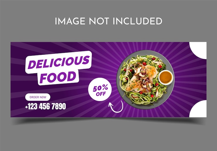 Vector plantilla de diseño de portada de facebook de comida