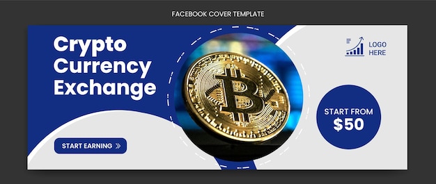 Plantilla de diseño de portada de facebook de moneda criptográfica vector premium