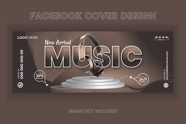 Vector plantilla de diseño de portada de facebook de promoción comercial de venta de auriculares