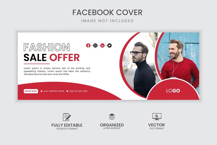 Plantilla de diseño de portada de facebook y redes sociales de venta de moda vectorial
