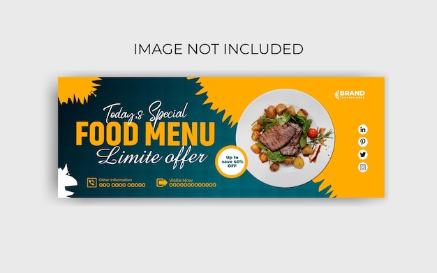 plantilla de diseño de portada de Facebook del restaurante y de banner web de las redes sociales