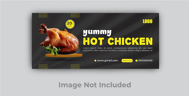 Vector plantilla de diseño de portada de facebook de restaurante de comida rápida saludable hot chicken