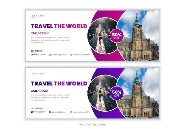 Plantilla de diseño de portada de facebook de viajes vectoriales