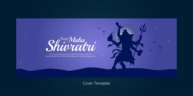 Plantilla de diseño de portada del festival hindú religioso feliz maha shivratri