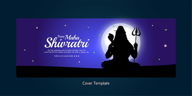 Plantilla de diseño de portada del festival hindú religioso feliz maha shivratri