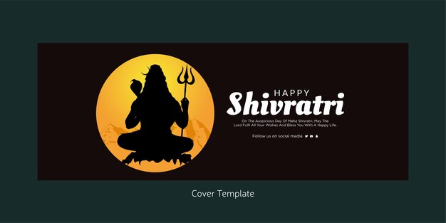 Plantilla de diseño de portada del festival hindú religioso feliz maha shivratri