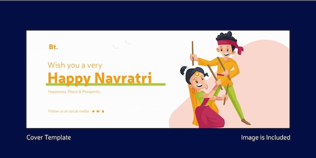 Plantilla de diseño de portada de festival indio happy navratri