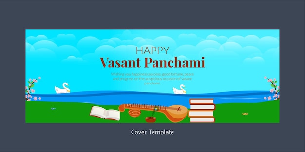 Plantilla de diseño de portada del festival indio happy vasant panchami