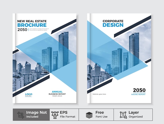 Plantilla de diseño de portada de folleto inmobiliario vectorial Plantilla corporativa moderna