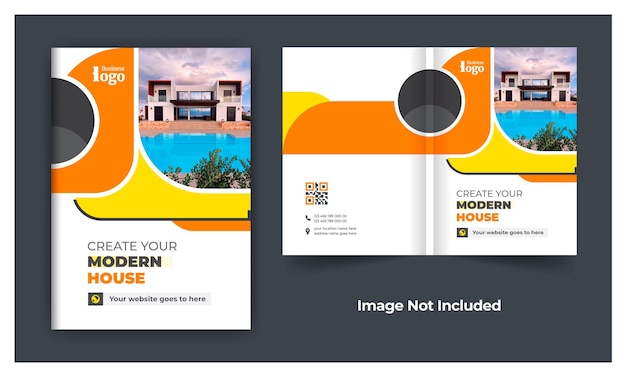 Plantilla de diseño de portada de folleto de negocio inmobiliario moderno y colorido