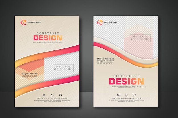La plantilla de diseño de portada con fondo transparente puede insertar fotos Ilustración vectorial