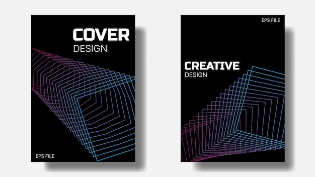 Plantilla de diseño de portada con formas combinadas en color azul y rosa