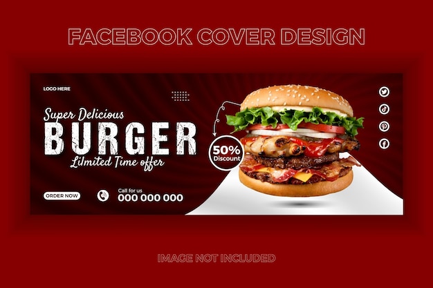 Vector plantilla de diseño de portada de hamburguesa de facebook para promoción de negocios