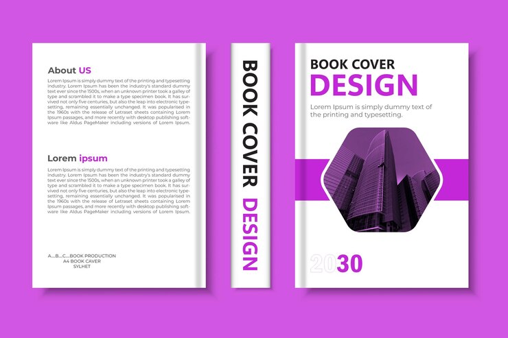 Vector una plantilla de diseño de portada de libro corporativo en color púrpura